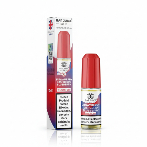 10x Bar Juice 5000 Nikotinsalz Liquid 10 ml Strawberry Raspberry Blueberry