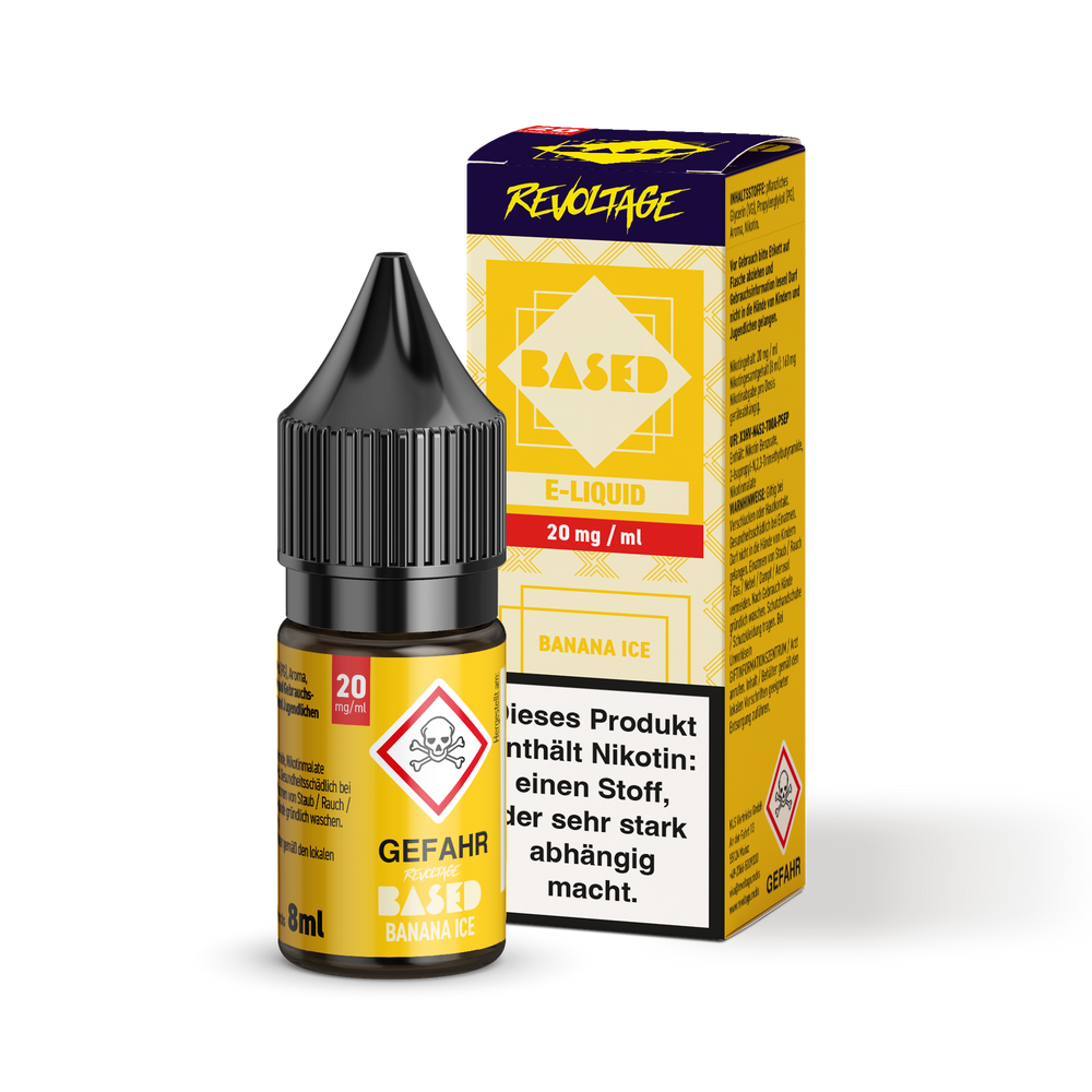 15x Revoltage BASED Liquid - Banana Ice - 8 ml Nikotinsalz Liquid