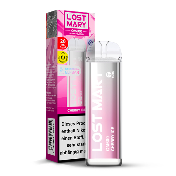 10+2 Aktion ELFBAR Lost Mary QM600 - Cherry Ice 20mg Nikotin