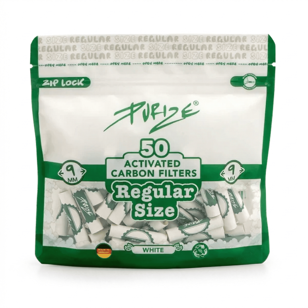 8x Purize Aktivkohlefilter Regular - Size 9 mm - White - 50 Stück