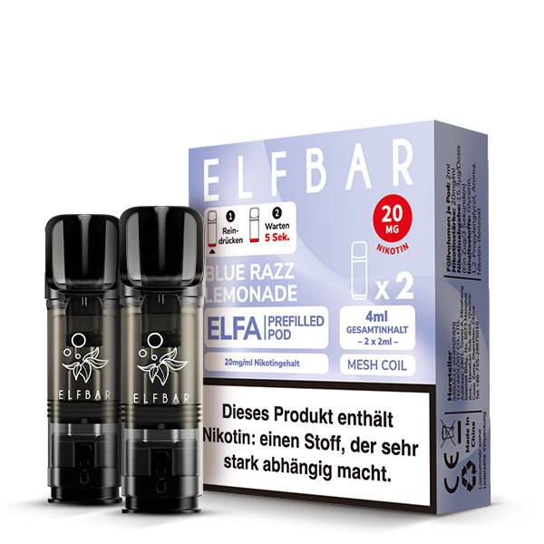 10x ELFBAR ELFA Blue Razz Lemonade 20mg Nikotin 2er Pack