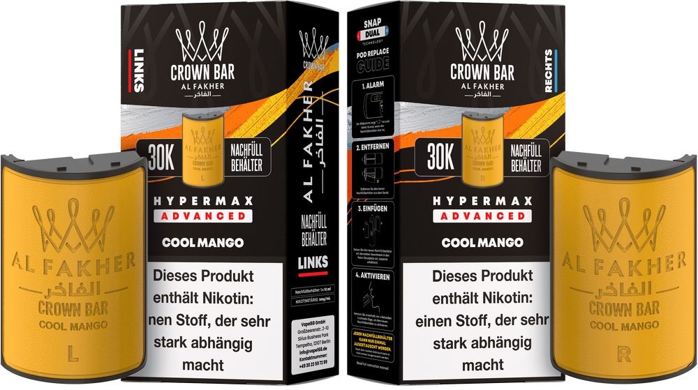 10x Al Fakher Hypermax 30K Pods - Alle Sorten - 6mg Nikotingehalt (5 Linke + 5 Rechte)