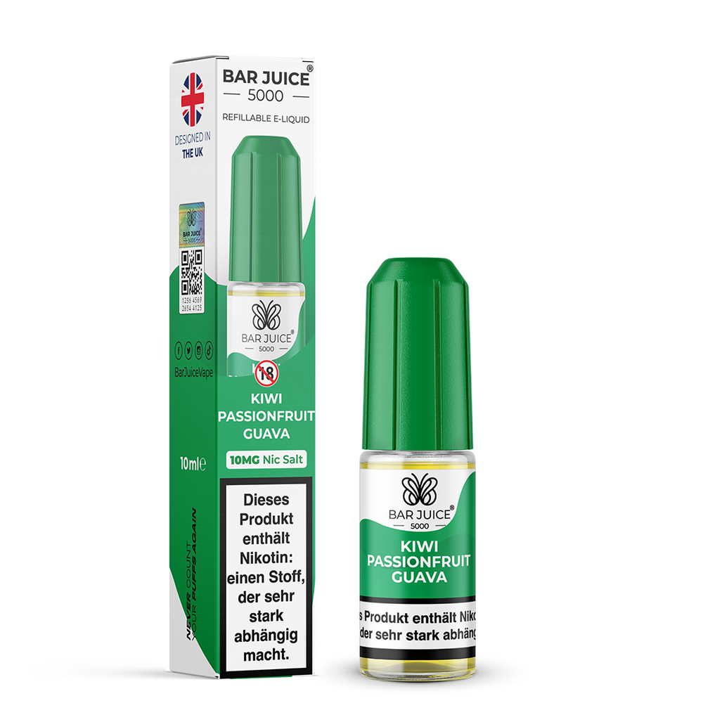 10x Bar Juice 5000 Kiwi Passionfruit Guava Nikotinsalz Liquid 10 ml
