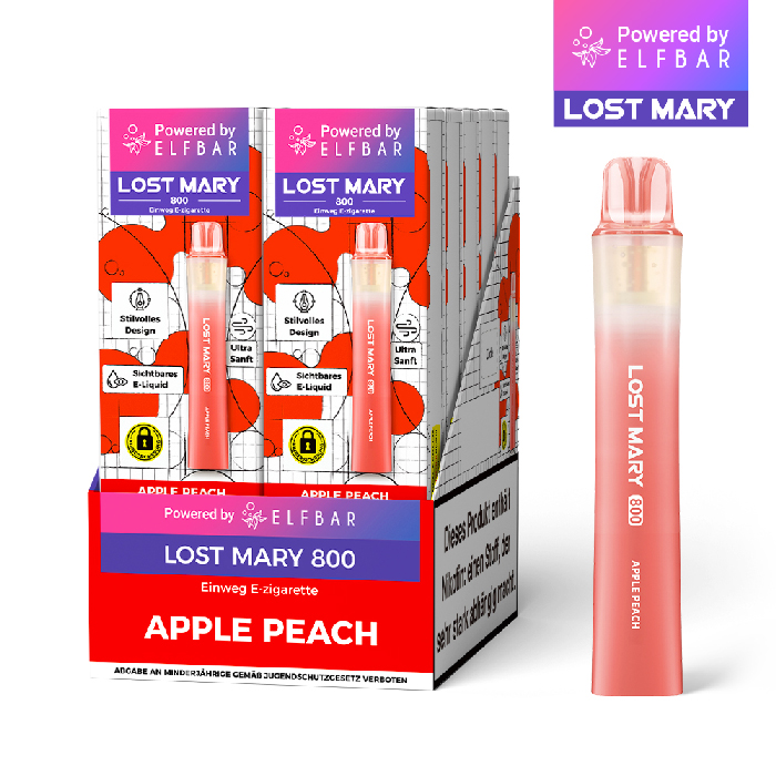 10x Lost Mary 800 Apple Peach 20mg Nikotin Einweg Vape