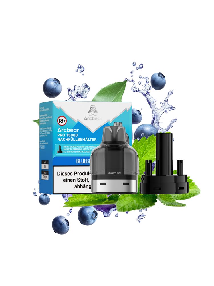 5+5 (0+10ml) Arcbear Pro 15000 Nachfüll-Set - Blueberry Mint - 20 mg/ml Nikotingehalt + Leer Pod