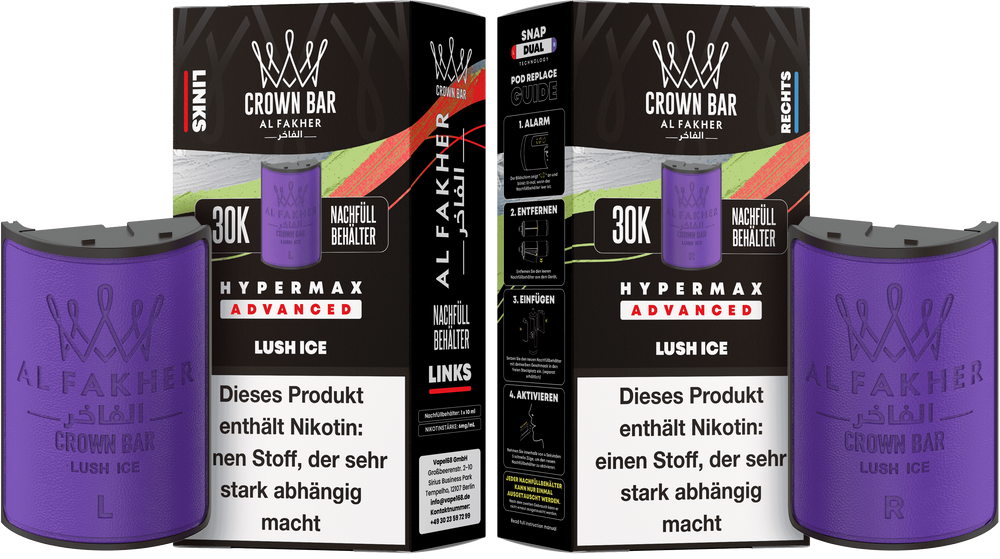 10x Al Fakher Hypermax 30K Pods - Alle Sorten - 6mg Nikotingehalt (5 Linke + 5 Rechte)