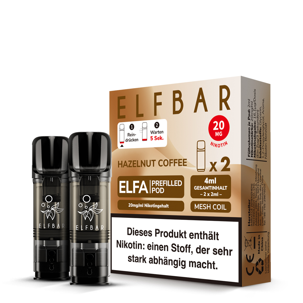 10x ELFBAR ELFA Hazelnut Coffee 20mg Nikotin 2er Pack