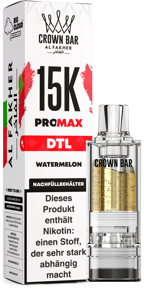 10x Al Fakher 15K PRO MAX (V2) Pod - Watermelon- 6mg/ml Nikotingehalt - DTL