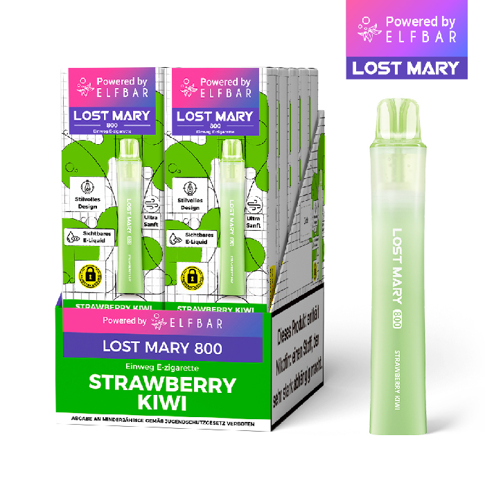 10x Lost Mary 800 Strawberry Kiwi 20mg Nikotin Einweg Vape
