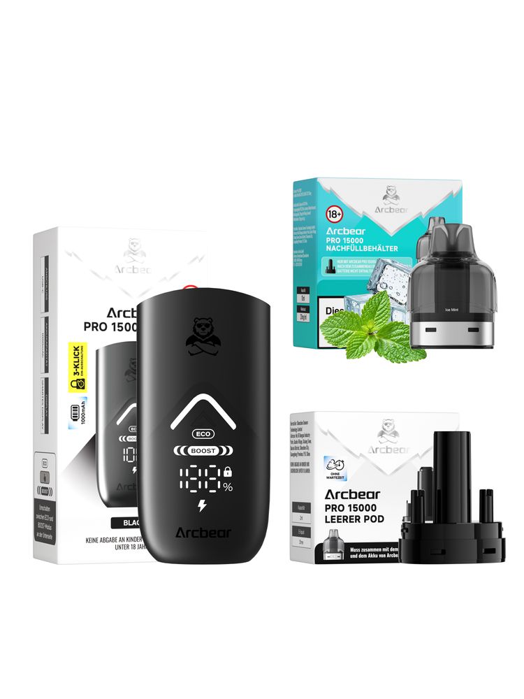 5x Arcbear Pro 15000 Starter Set - Farbe: Black + Pod Ice Mint