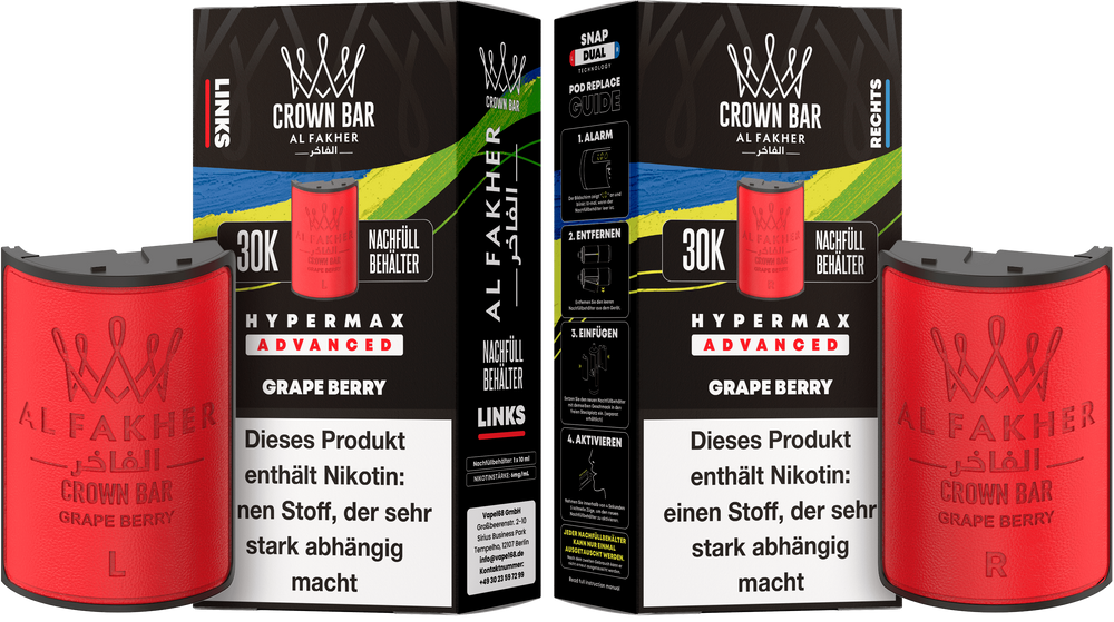 10x Al Fakher Hypermax 30K Pods - Alle Sorten - 6mg Nikotingehalt (5 Linke + 5 Rechte)