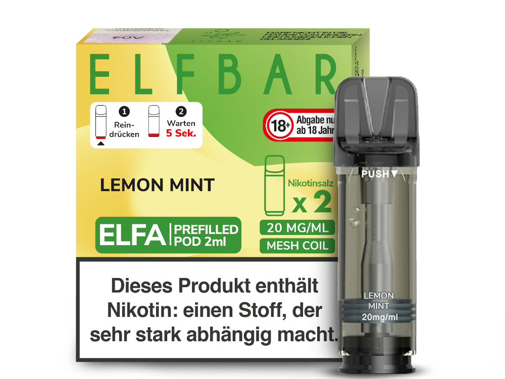 10x ELFBAR ELFA Lemon Mint 20mg Nikotin 2er Pack