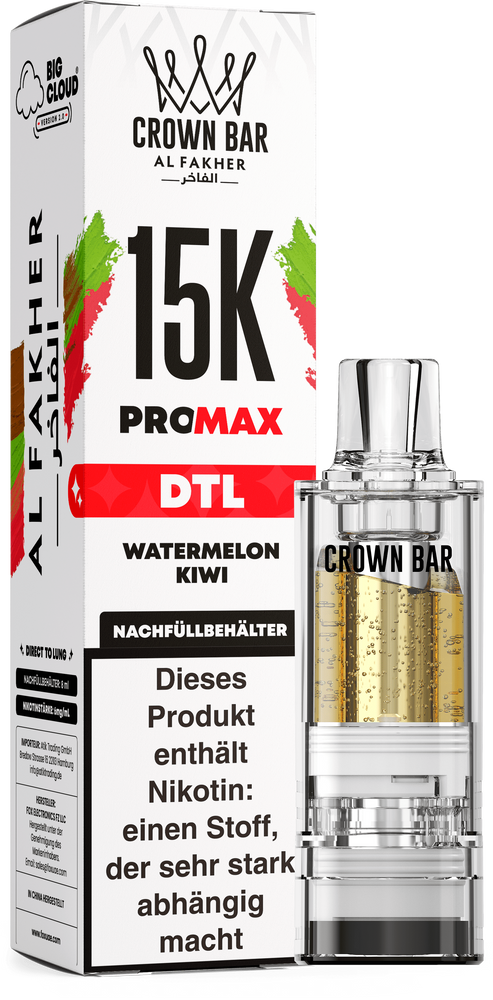 10x Al Fakher 15K PRO MAX (V2) Pod - Watermelon Kiwi - 6mg/ml Nikotingehalt - DTL