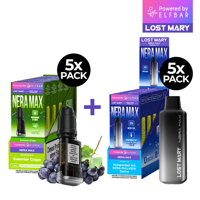 5x Lost Mary Nera 15K Refillcontainer Geschmack: Summer Grape  + 5 x Refillable Pod