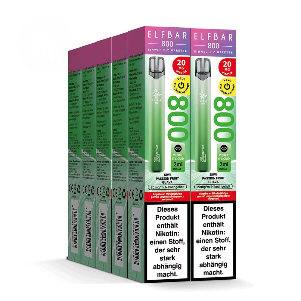 10x ELFBAR 800 Kiwi Passion Fruit Guava 20mg Nikotin