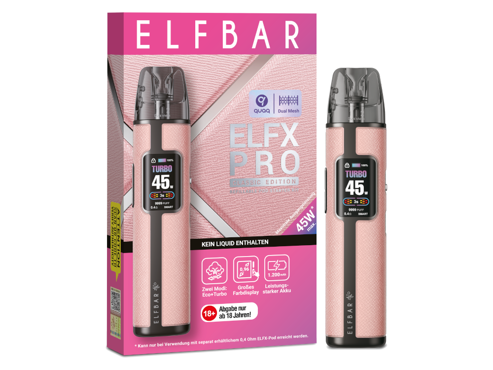 ELFBAR ELFX Pro - Pod Kit - 1200 mAh - Farbe: Pink