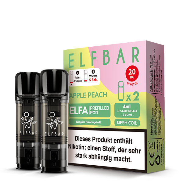 10x ELFBAR ELFA Apple Peach 20mg Nikotin 2er Pack