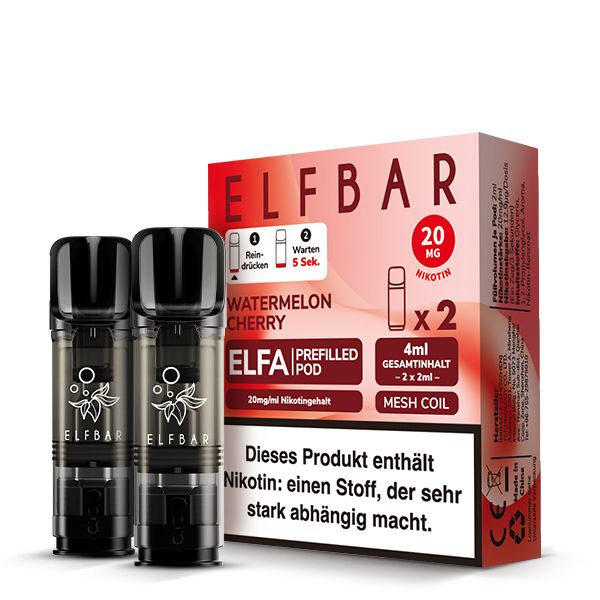 10x ELFBAR ELFA Watermelon Cherry 20mg Nikotin 2er Pack