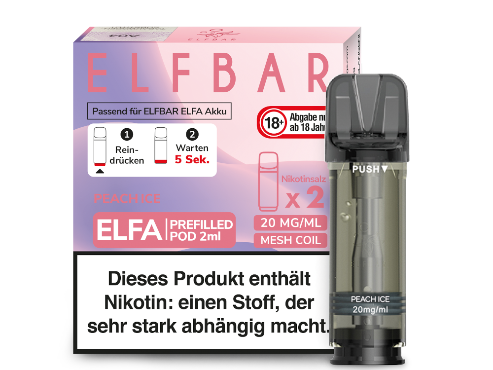 10x ELFBAR ELFA Peach Ice / Juicy Peach 20mg Nikotin 2er Pack