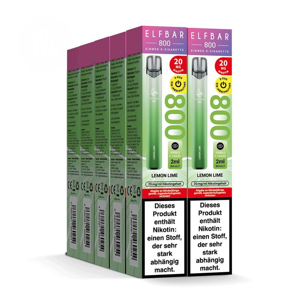 10x ELFBAR 800 Lemon Lime 20mg Nikotin
