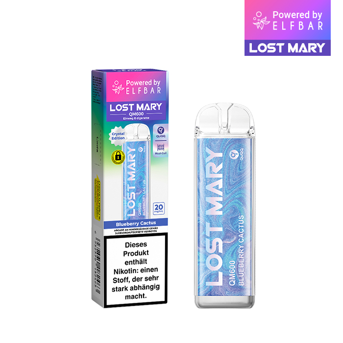 10+2 Aktion ELFBAR Lost Mary QM600 - Blueberry Cactus 20mg Nikotin