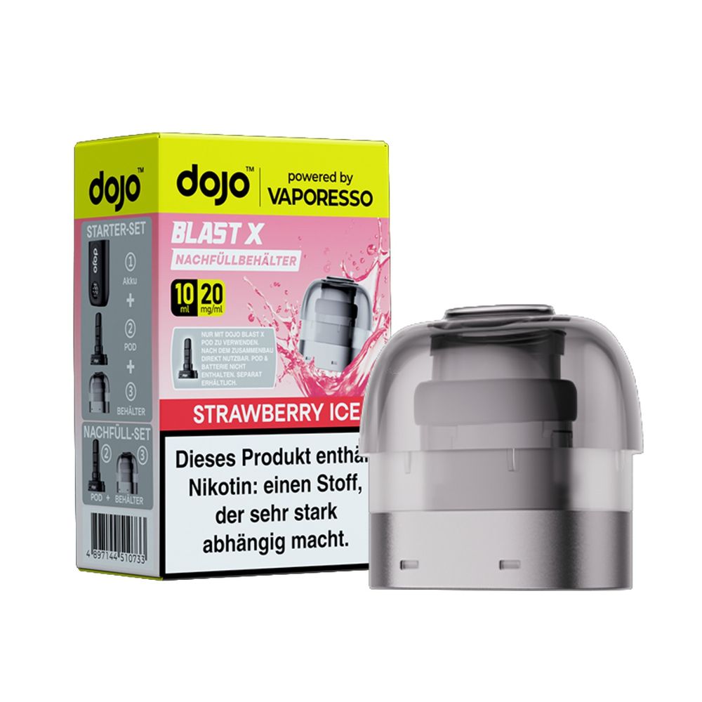 5x Dojo Blast X Pod 10ml - Strawberry Ice - 20mg/ml Nikotingehalt + 5x Leerpod