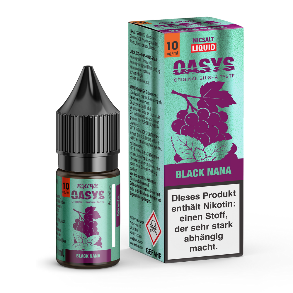 15x Revoltage OASYS Liquid - Black Nana- 10ml Nikotinsalz Liquid