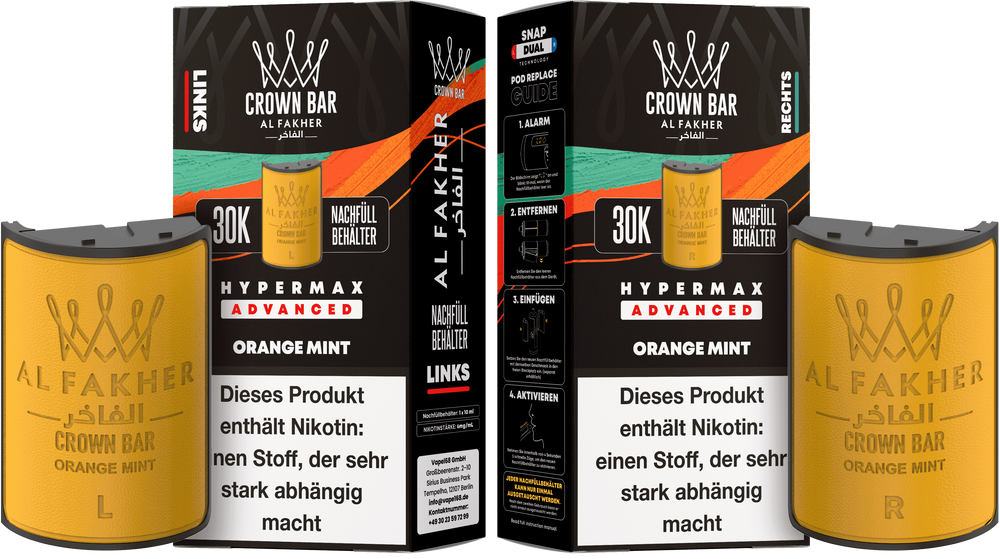 10x Al Fakher Hypermax 30K Pods - Alle Sorten - 6mg Nikotingehalt (5 Linke + 5 Rechte)