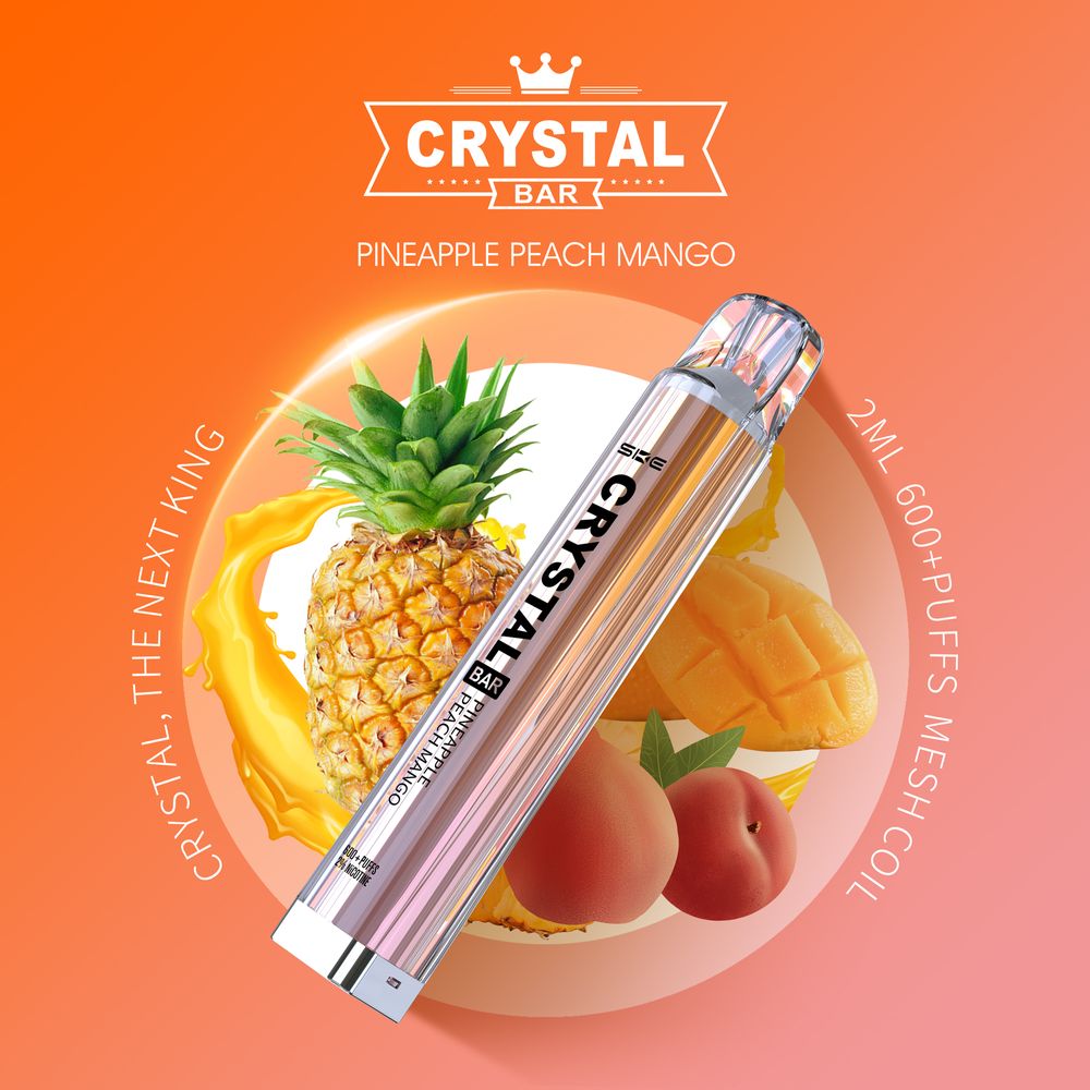 10 x SKE Crystal Bar 600 Pineapple Peach Mango 2% Nikotin