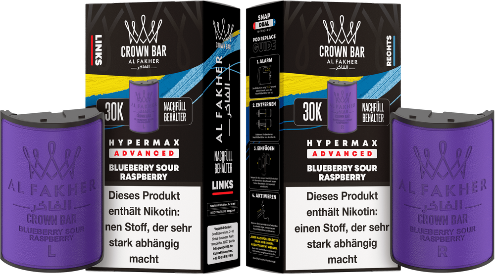 10x Al Fakher Hypermax 30K Pods - Alle Sorten - 6mg Nikotingehalt (5 Linke + 5 Rechte)