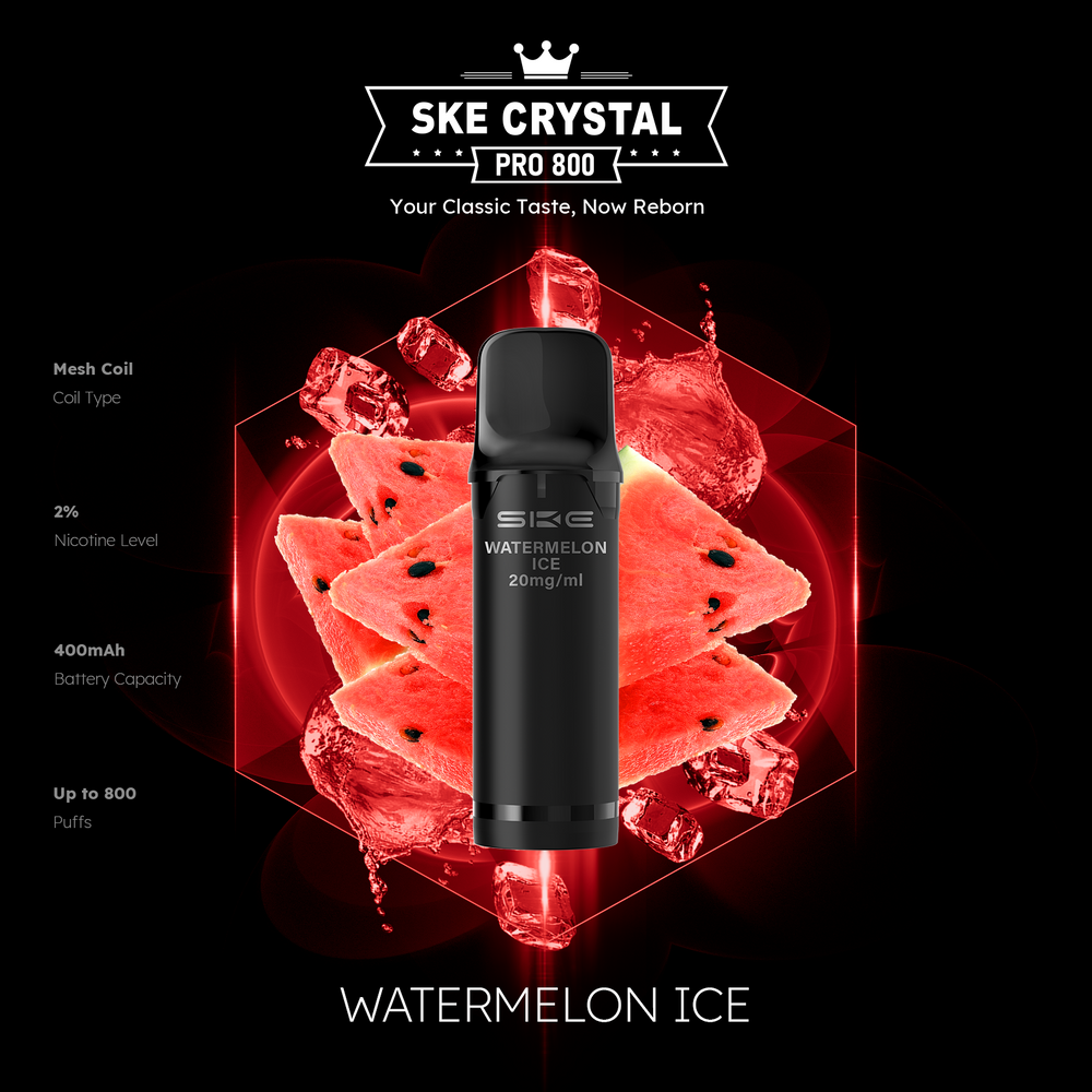 10x SKE Crystal Pro 800 - Watermelon Ice - 20mg Nikotingehalt