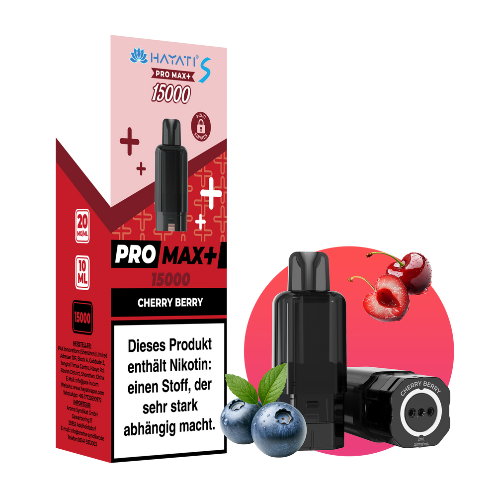 5x Hayati Pro Max+ 15K Pod Cherry Berry + 5x Leer Pod 0ml