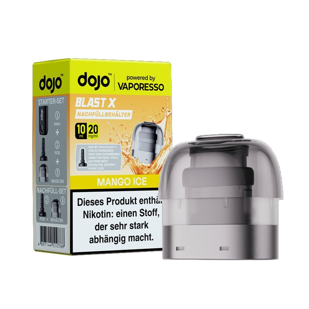 5x Dojo Blast X Pod 10ml - Mango Ice - 20mg/ml Nikotingehalt + 5x Leerpod