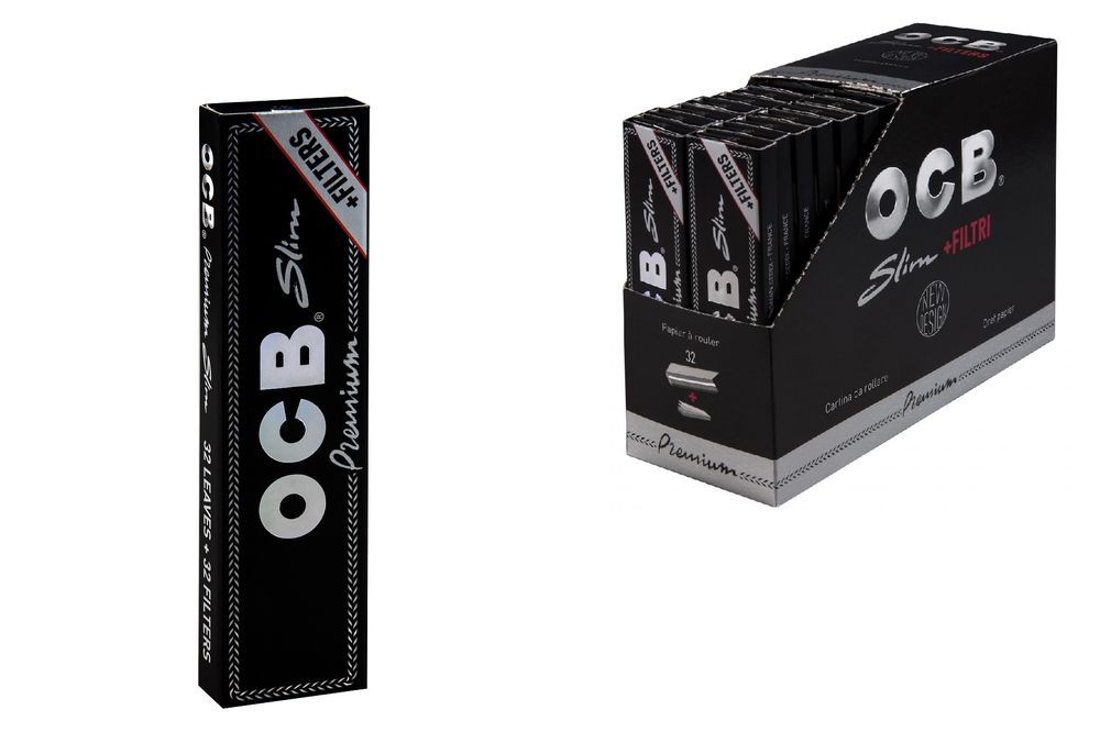32x OCB Premium Slim + Tips, schwarz, 32 Blatt
