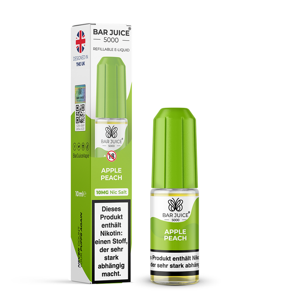 10x Bar Juice 5000 Apple Peach Nikotinsalz Liquid 10 ml