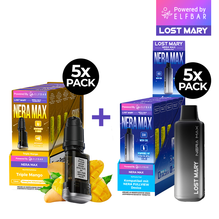 5x Lost Mary Nera 15K Refillcontainer Geschmack: Triple Mango  + 5 x Refillable Pod
