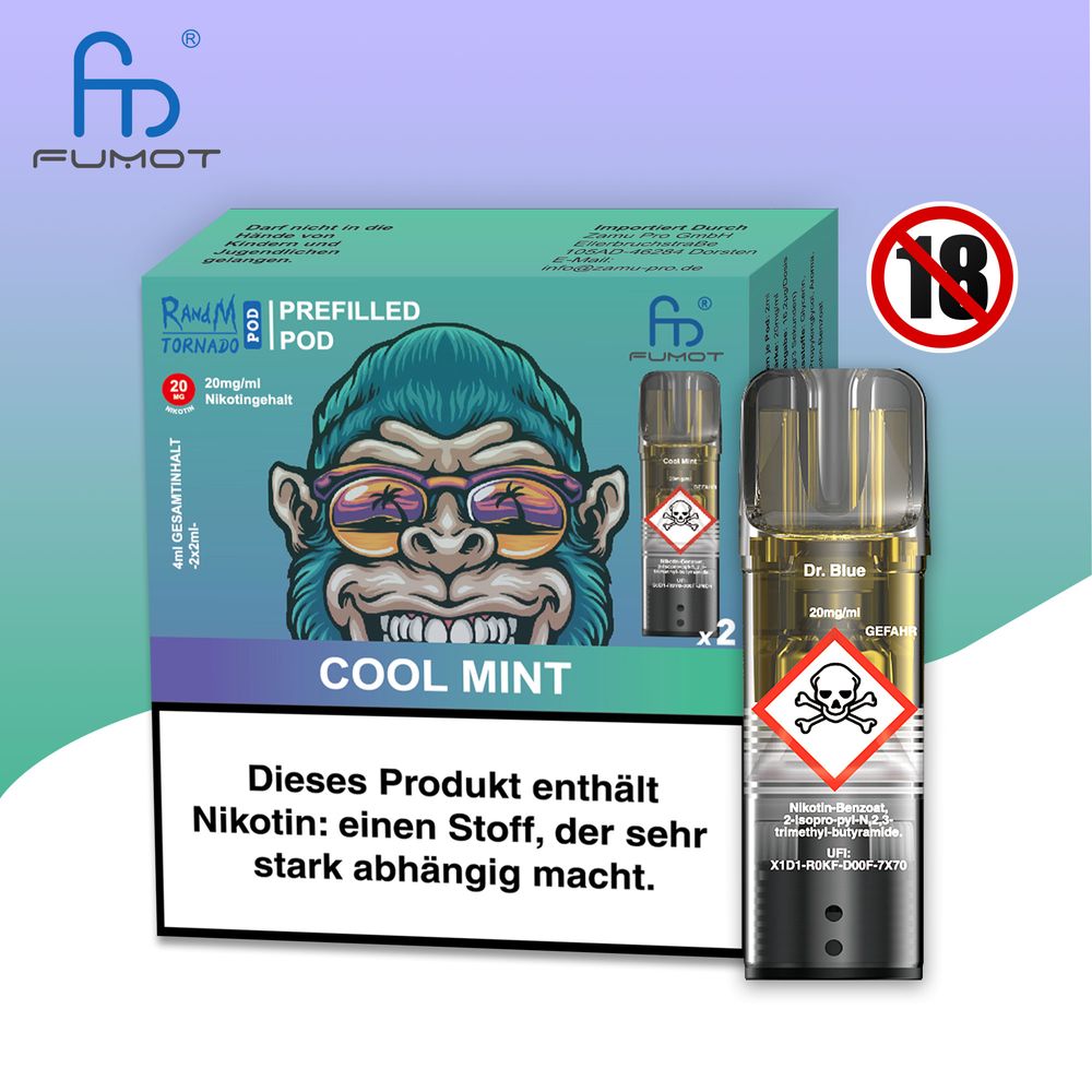 10x RandM Tornado Cool Mint 20mg Nikotin 2er Pack