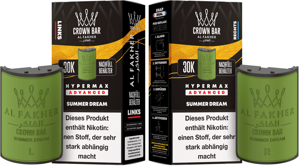 10x Al Fakher Hypermax 30K Pods - Alle Sorten - 6mg Nikotingehalt (5 Linke + 5 Rechte)