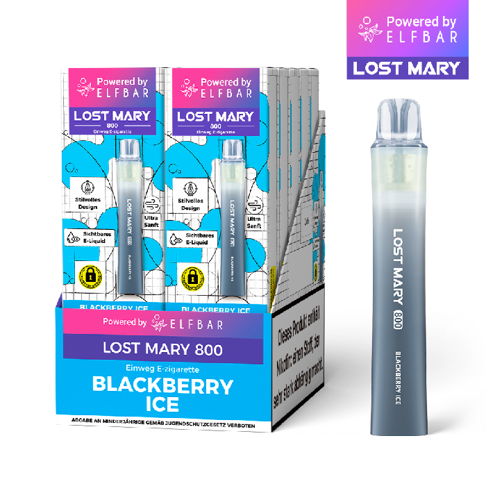 10x Lost Mary 800 Blackberry Ice 20mg Nikotin Einweg Vape