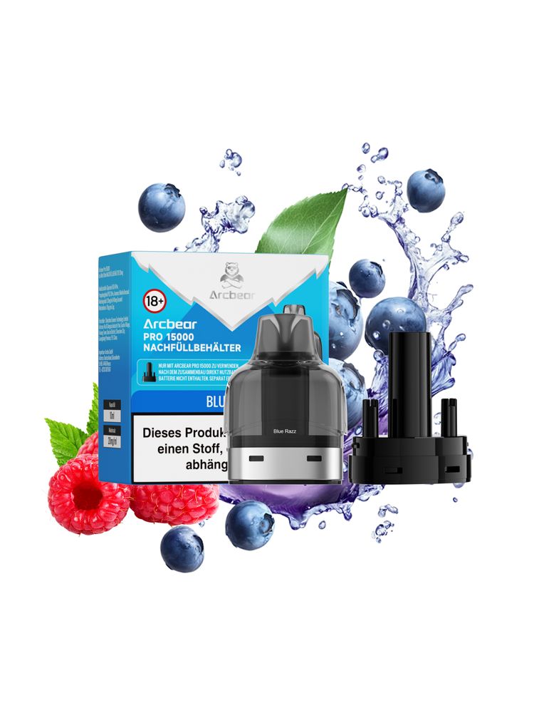 5+5 (0+10ml) Arcbear Pro 15000 Nachfüll-Set - Blue Razz - 20 mg/ml Nikotingehalt + Leer Pod