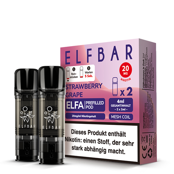 10x ELFBAR ELFA Strawberry Grape 20mg Nikotin 2er Pack