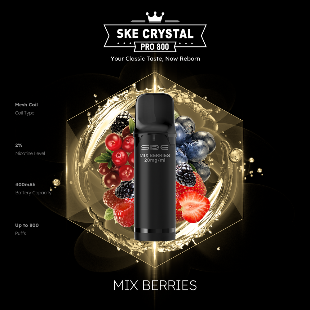 10x SKE Crystal Pro 800 - Mix Berries - 20mg Nikotingehalt