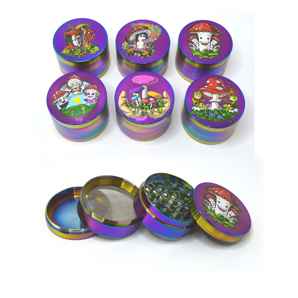 6x Atomic Metall Grinder Rainbow mit Pilzen
