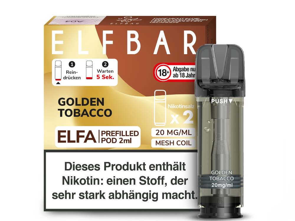 10x ELFBAR ELFA Golden Tobacco 20mg Nikotin 2er Pack
