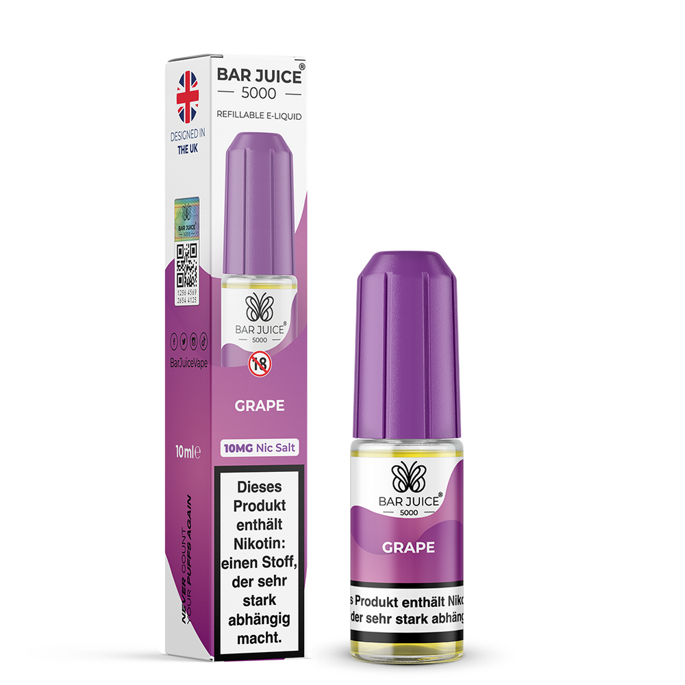 10x Bar Juice 5000 Grape Nikotinsalz Liquid 10 ml