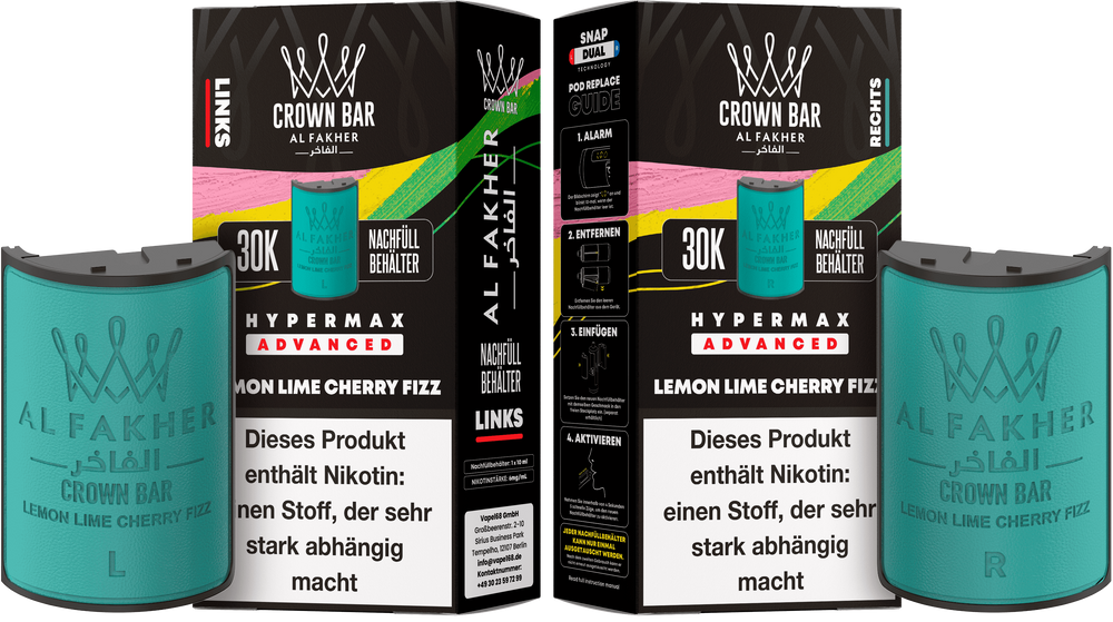 10x Al Fakher Hypermax 30K Pods - Alle Sorten - 6mg Nikotingehalt (5 Linke + 5 Rechte)