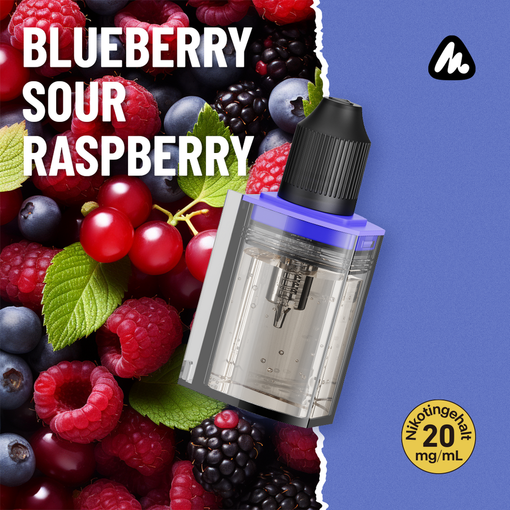 5x Mevol S Refill Container - Blueberry Sour Raspberry - 20mg/ml - 10ml