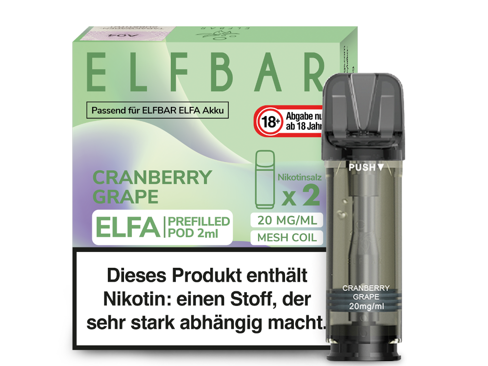 10x ELFBAR ELFA Cranberry Grape 20mg Nikotin 2er Pack