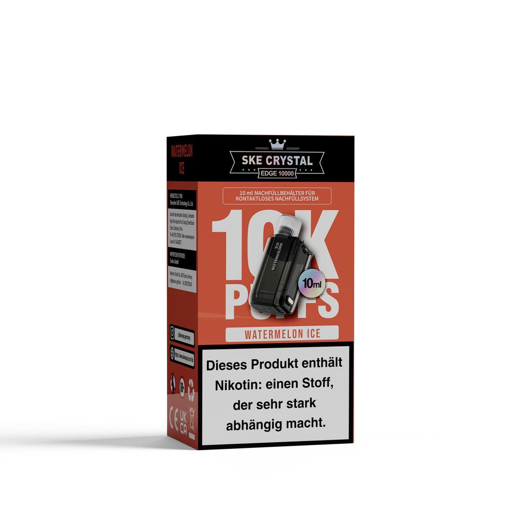 10x SKE Crystal Edge 10K Watermelon Ice - 10ml Pod