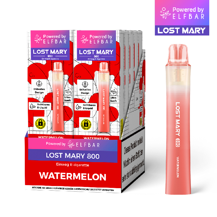 10x Lost Mary 800 Watermelon 20mg Nikotin Einweg Vape